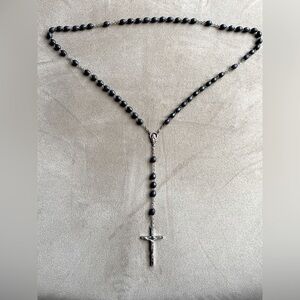 Long Beaded Cross Necklace